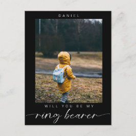 Cartão Postal Minimalista Você será meu Ring Bearer Foto Escuro