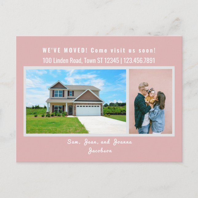 Cartão Postal Mínimo 2 Fotos que mudamos de anúncio (Frente)