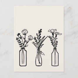 Cartão Postal Mínimo | 3 Vases Flores | Moderno