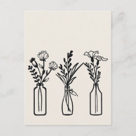 Cartão Postal Mínimo | 3 Vases Flores | Moderno