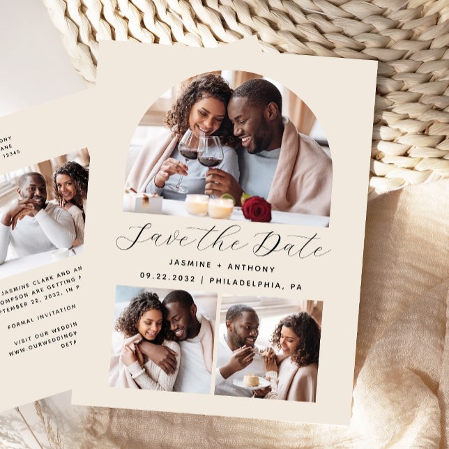 Cartão Postal Mínimo de 4 portas de fotos - Salve a data (Criador carregado)