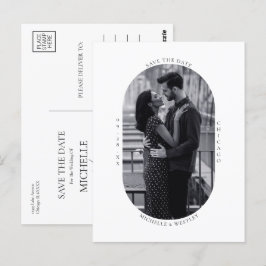 Cartão Postal Mínimo de Foto de Casamento Preto e Branco Salvar 