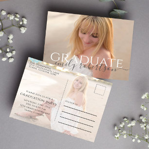 Cartão Postal Mínimo de Graduação Duas Foto Simples Elegante