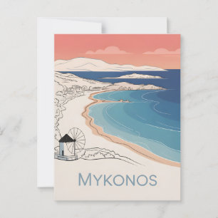 Cartão Postal Mínimo de Imagem do Mykonos