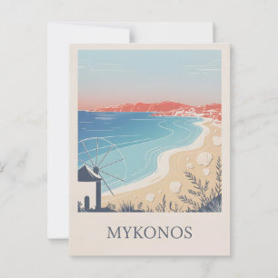 Cartão Postal Mínimo de Imagem do Mykonos