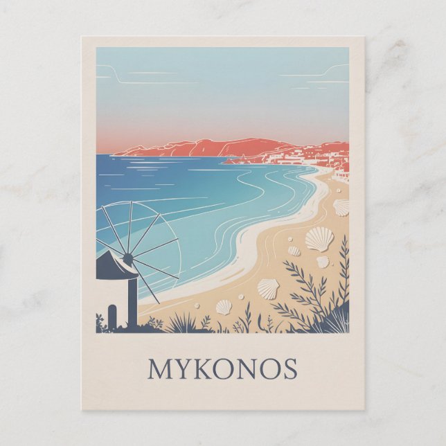 Cartão Postal Mínimo de Imagem do Mykonos (Frente)