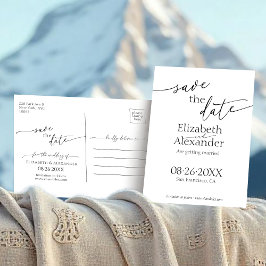 Cartão Postal Mínimo de Rico de Script Preto e Branco Salvar a D