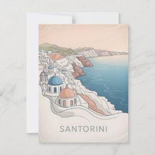 Cartão Postal Mínimo de safagem de Santorini