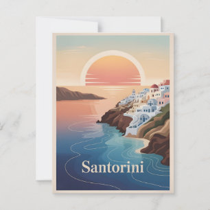 Cartão Postal Mínimo de safagem de Santorini