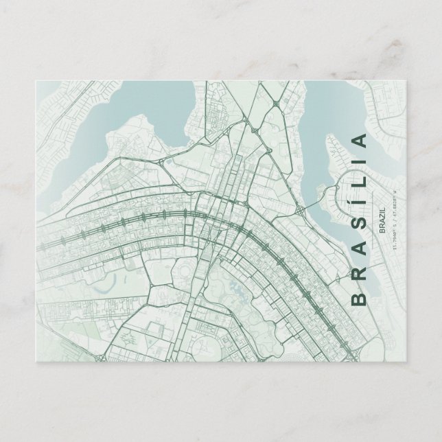 Cartão Postal Mínimo do Mapa de Brasília Brasil (Frente)
