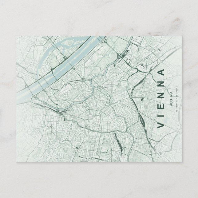 Cartão Postal Mínimo do Mapa de Viena Áustria (Frente)