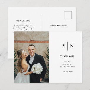 Cartão Postal Mínimo e Chic Casamento Branco e Preto