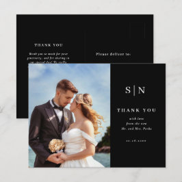 Cartão Postal Mínimo e Chic | Foto Agradecimento de Casamento