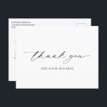 Cartão Postal Mínimo e Simples negócios modernos agradecidos<br><div class="desc">Obrigado de negócios clássico que você faz o cartão postal com um design preto e branco simples e mínimo com uma combinação de fontes serif tradicionais e um script elegante. O verso tem sua mensagem personalizada. Este obrigado moderno que você faz é excelente para qualquer tipo de negócio, grande ou...</div>