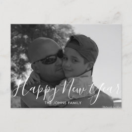Cartão Postal Mínimo Feliz Ano Novo 2023 Foto Preto e Branco
