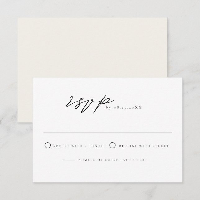Cartão postal Mínimo RSVP Clássico Elegante Modern (Frente/Verso)