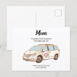 Cartão Postal Minivan Mãe Dia de as mães Bonita Melhor Mãe