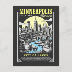 Cartão Postal Minneapolis Cidade Minnesota Cidade dos Lagos