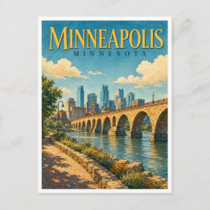Cartão Postal Minneapolis Minnesota Arco de Pedra GeoSaga