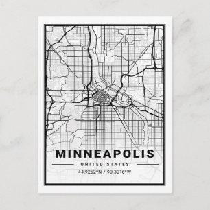 Cartão Postal Minneapolis Minnesota USA - Mapa da Cidade Viagem