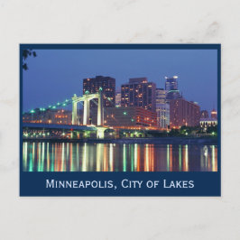 Cartão Postal Minneapolis Skyline à noite