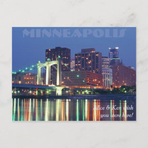 Cartão Postal Minneapolis Skyline à noite