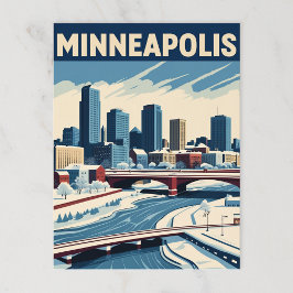 Cartão Postal Minneapolis Winter Cityscape