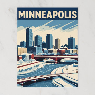 Cartão Postal Minneapolis Winter Cityscape