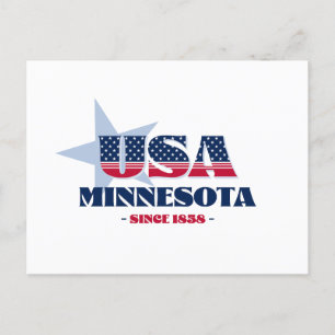 Cartão Postal Minnesota em Red, White e Blue Postcard