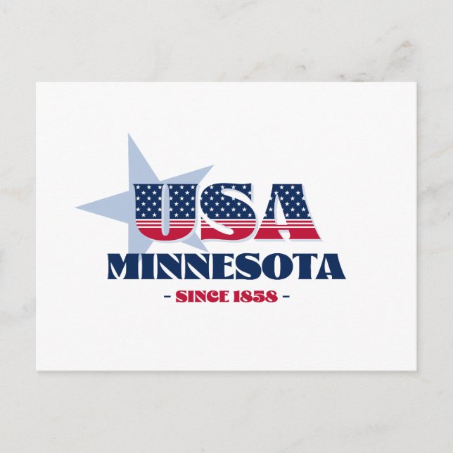 Cartão Postal Minnesota em Red, White e Blue Postcard (Frente)