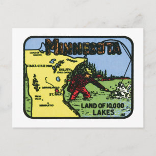 Cartão Postal Minnesota MN Rótulo Vintage