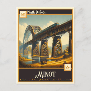 Cartão Postal Minot, Dakota do Norte   Vintage
