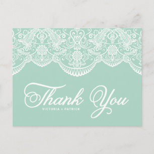 Cartão Postal Mint Brocade Lace Weding Obrigado Cartão-Postal