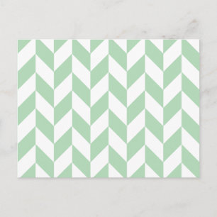 Cartão Postal Mint Green Herringbone Pattern