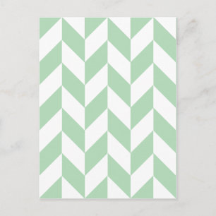 Cartão Postal Mint Green Herringbone Pattern
