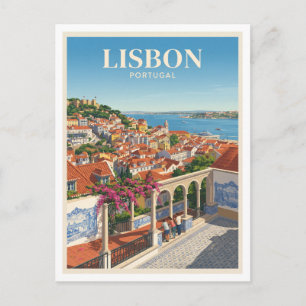 Cartão Postal Miradouro de Santa Luzia Lisboa Portugal