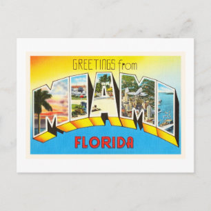 Cartão Postal Mirami Florida FL Antiga Viagens vintage Souvenir