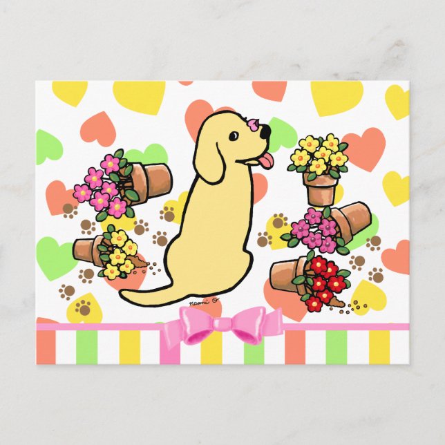 Cartão Postal Mischievous Yellow Labrador (Frente)