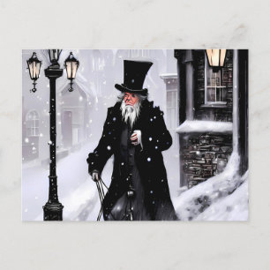 Cartão Postal Miserabilista Ebenezer Scrooge Snowy Rua Vitoriana