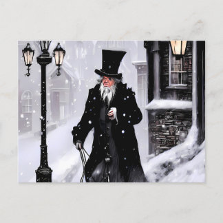 Cartão Postal Miserabilista Ebenezer Scrooge Snowy Rua Vitoriana