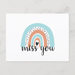 Cartão Postal Miss Rainbow Heart Peach Azul