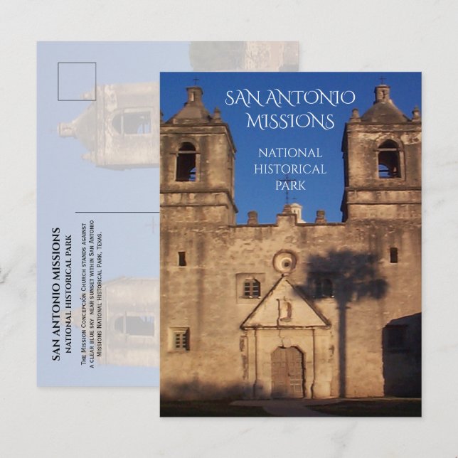 Cartão Postal Missão Concepción Church San Antonio Missões NHP (Frente/Verso)