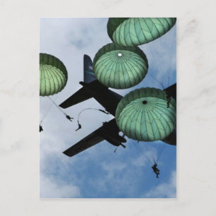 Cartão Postal Missão Salto em Massa, Paraquedas, Exército dos EU