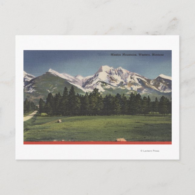 Cartão Postal Mission Mountain View em Montana (Frente)