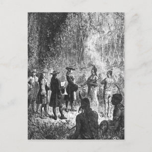 Cartão Postal Missionários da Morávia Entre os índios