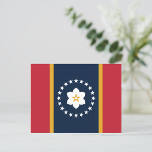 Cartão Postal Mississipi: Bandeira do Estado dos EUA na Magnolia