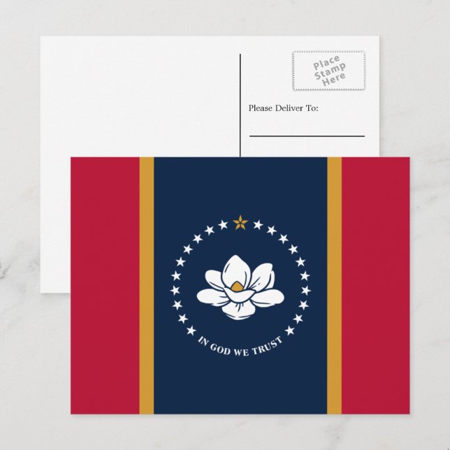 Cartão Postal Mississippi Flag, Flag of Mississippi (Frente/Verso)