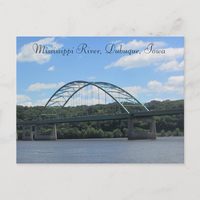 Cartão Postal Mississippi River, Dubuque Iowa Bridge Postcard (Frente)