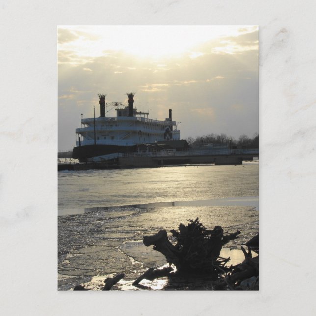 Cartão Postal Mississippi River Sunset in Winter (Frente)