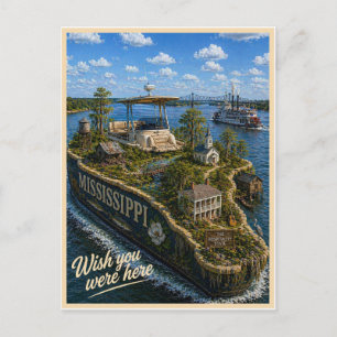 Cartão Postal Mississippi   Wish You Were Here   Série de Estado
